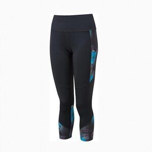 4/$20 Black Leggings with blue tie dye accent capri small
